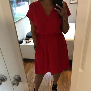Halogen M red faux wrap dress